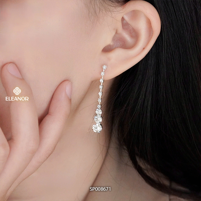 Bông tai nữ chuôi bạc 925 Eleanor Accessories đính đá phụ kiện trang sức khuyên tai cô dâu 8671