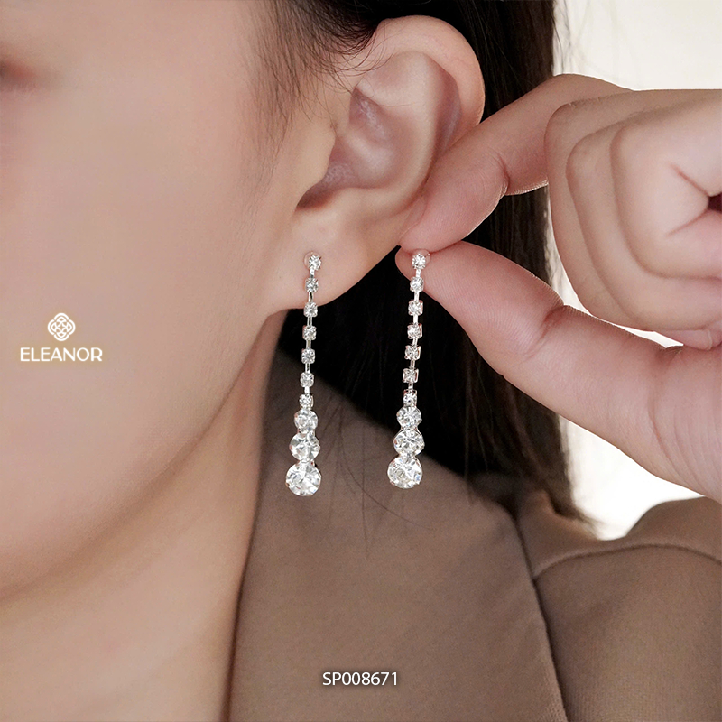 Bông tai nữ chuôi bạc 925 Eleanor Accessories đính đá phụ kiện trang sức khuyên tai cô dâu 8671