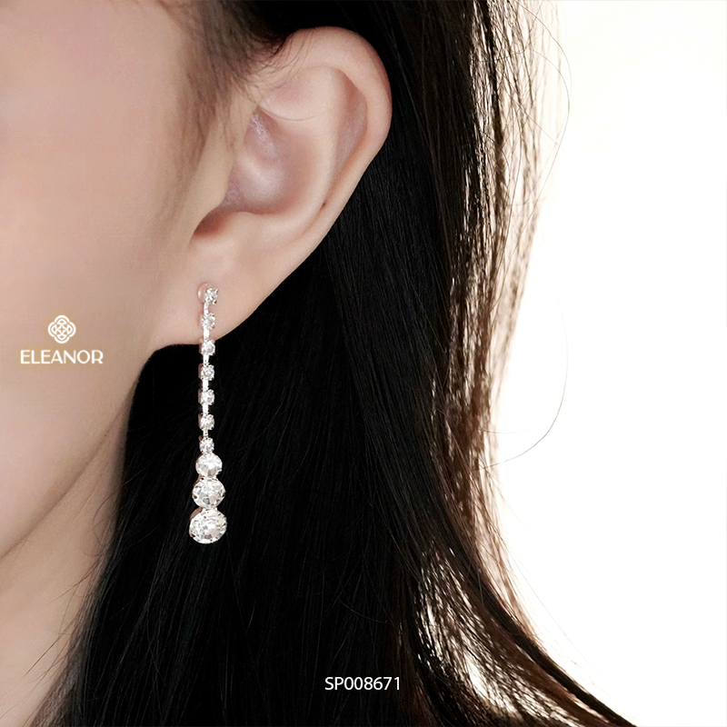 Bông tai nữ chuôi bạc 925 Eleanor Accessories đính đá phụ kiện trang sức khuyên tai cô dâu 8671