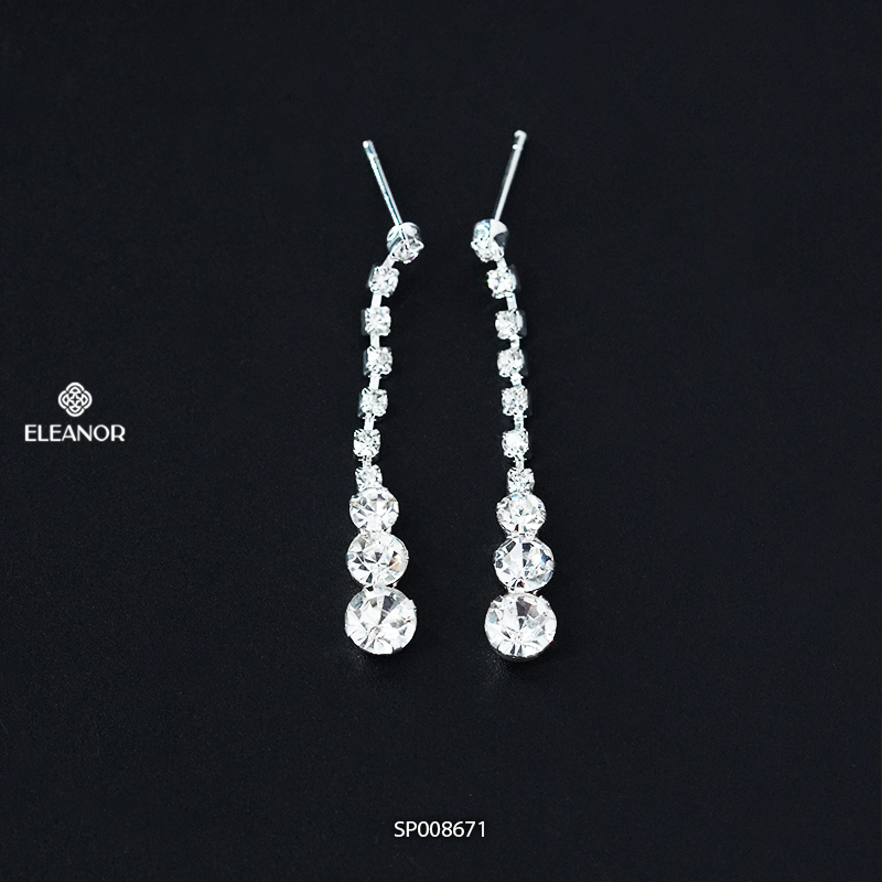Bông tai nữ chuôi bạc 925 Eleanor Accessories đính đá phụ kiện trang sức khuyên tai cô dâu 8671