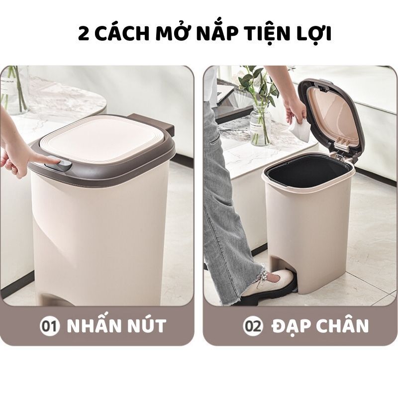 Thùng Đựng Rác Có Nắp ENODA HOME Đa Kích Thước, Thùng Rác Đạp Chân Nhấn Nút Tiện Lợi TR021
