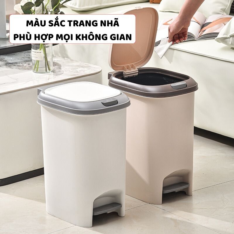Thùng Đựng Rác Có Nắp ENODA HOME Đa Kích Thước, Thùng Rác Đạp Chân Nhấn Nút Tiện Lợi TR021