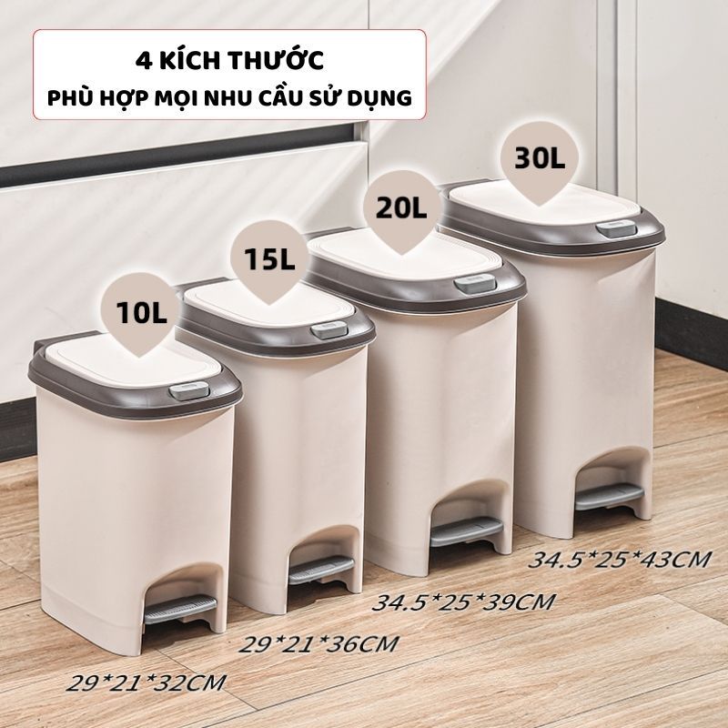 Thùng Đựng Rác Có Nắp ENODA HOME Đa Kích Thước, Thùng Rác Đạp Chân Nhấn Nút Tiện Lợi TR021