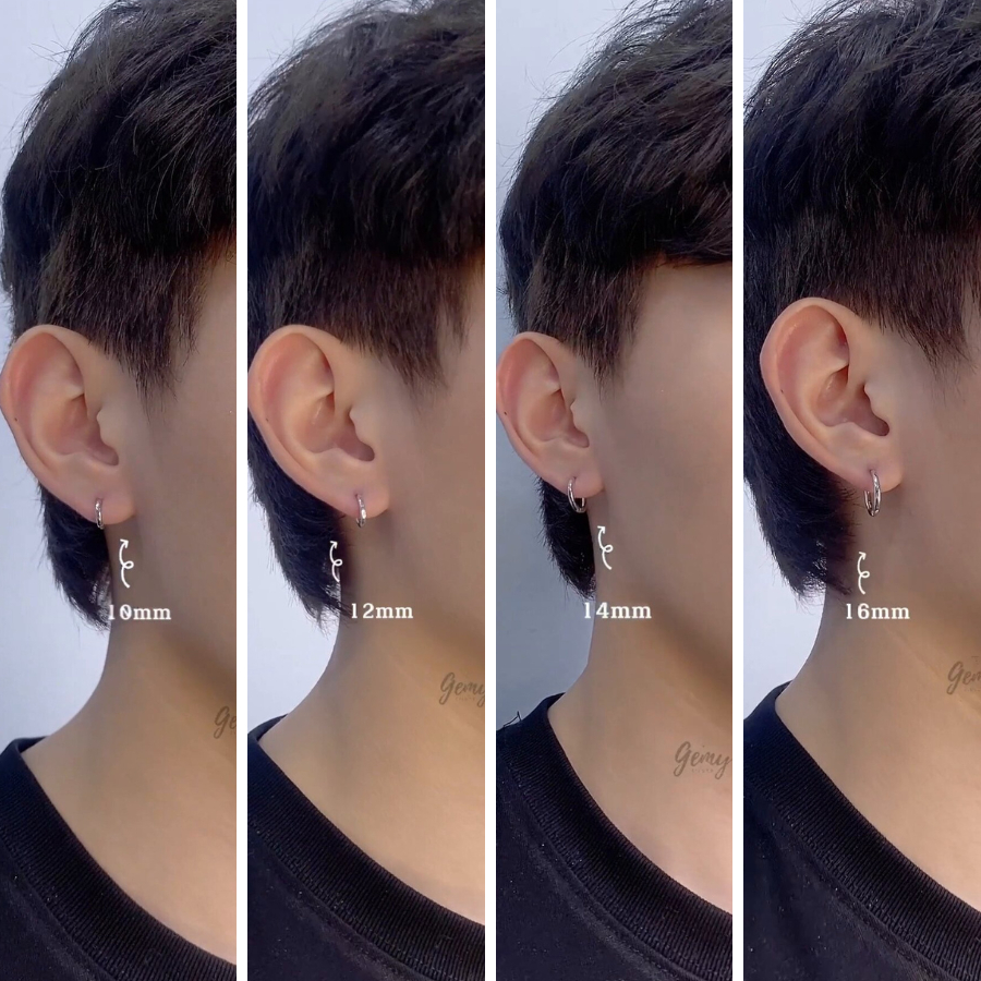 Khuyên tai nam bạc 925 tròn bông bạc trơn đơn giản basic dễ phối đồ unisex (1 chiếc) | GEMY SILVER KN96