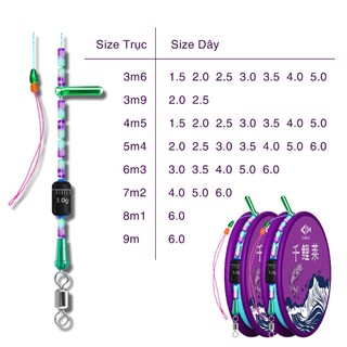 Trục Câu Đài Săn Hàng Tím Bộ Dây Câu Đơn Buộc Sẵn Cước Nylon Tàng Hình Siêu Bền Giá Tốt