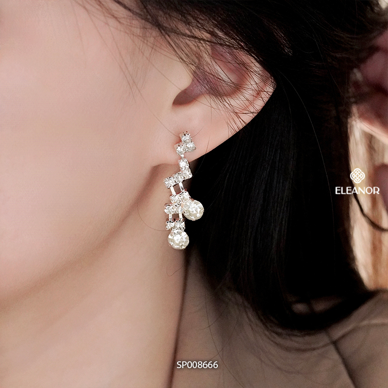 Bông tai nữ chuôi bạc 925 Eleanor Accessories đính đá phụ kiện trang sức khuyên tai cô dâu 8666