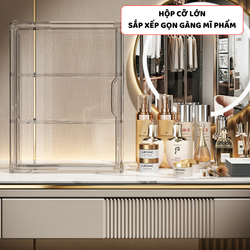 Hộp Đựng Đồ Mỹ Phẩm Trong Suốt ENODA HOME, Hộp Nhựa Mica Trưng Bày Mỹ phẩm, Đồ Trang Điểm, Makeup HTS021