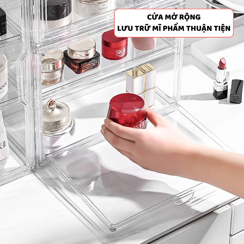 Hộp Đựng Đồ Mỹ Phẩm Trong Suốt ENODA HOME, Hộp Nhựa Mica Trưng Bày Mỹ phẩm, Đồ Trang Điểm, Makeup HTS021