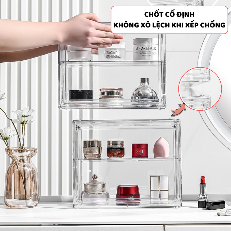 Hộp Đựng Đồ Mỹ Phẩm Trong Suốt ENODA HOME, Hộp Nhựa Mica Trưng Bày Mỹ phẩm, Đồ Trang Điểm, Makeup HTS021