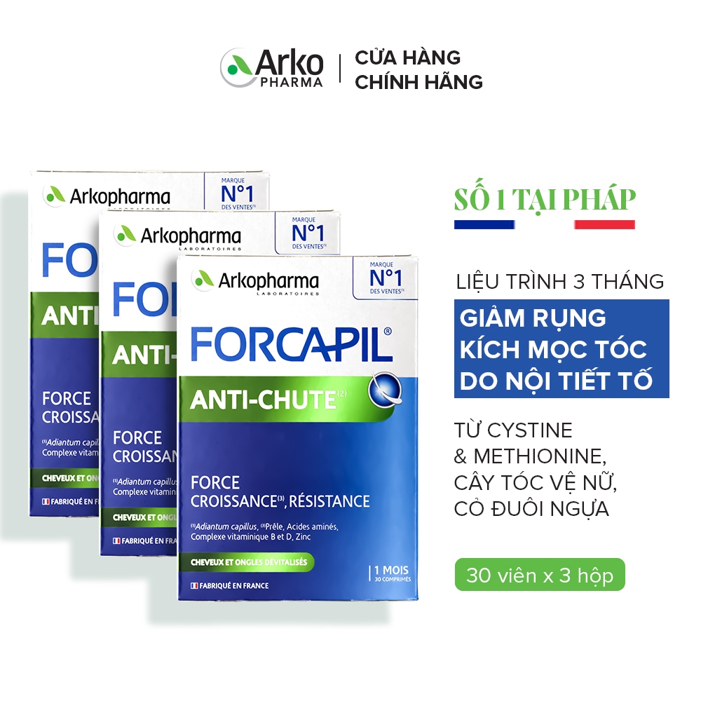 Ảnh Combo 3 hộp Viên uống giúp giảm rụng, kích thích mọc tóc Arkopharma Forcapil Anti-chute 30 viên/hộp 1
