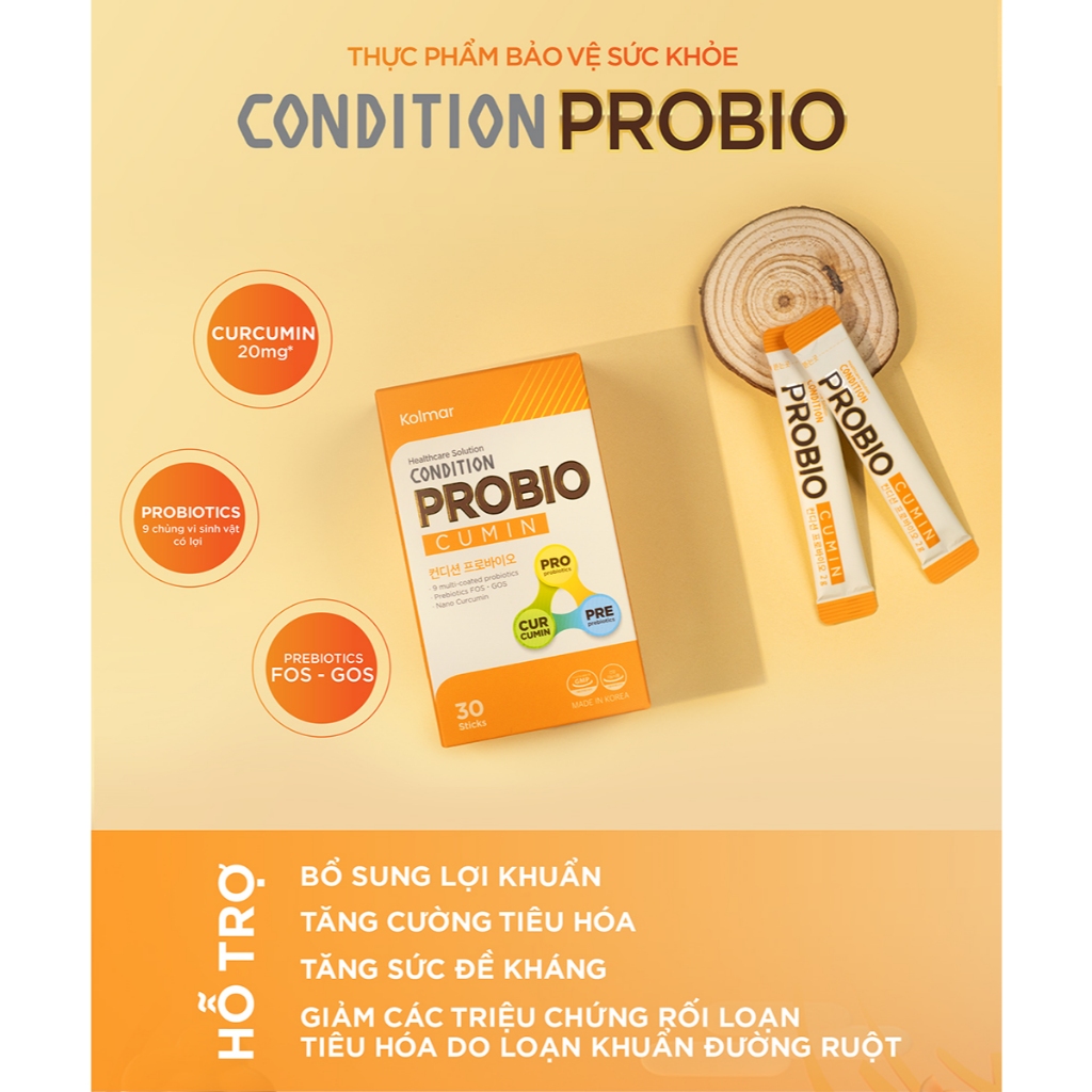 Bột Uống Bổ Sung Lợi Khuẩn CONDITION PROBIO Hỗ Trợ Tăng Cường Tiêu Hóa - Hộp 30 gói - Thực Phẩm Bảo Vệ Sức Khoẻ