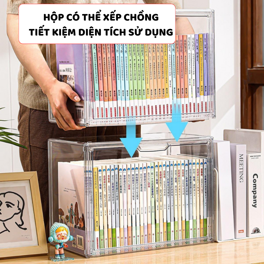 Hộp Đựng Sách Trong Suốt ENODA HOME, Hộp Nhựa Mica Trưng Bày Bảo Quản Sách Truyện Cỡ A4 HTS024