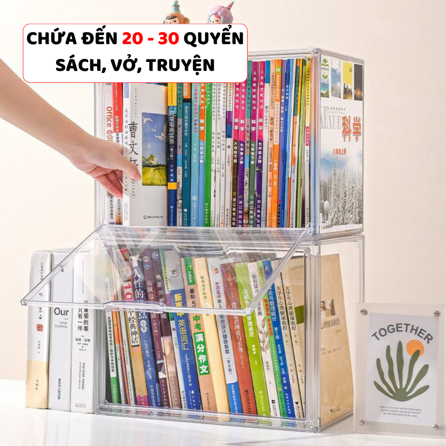 Hộp Đựng Sách Trong Suốt ENODA HOME, Hộp Nhựa Mica Trưng Bày Bảo Quản Sách Truyện Cỡ A4 HTS024