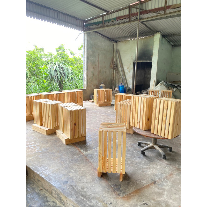 Thùng Gỗ Pallet Gỗ Thông Đa Năng Chống Mối Mọt - Hộp Gỗ Decor Cafe, Homestay Nhiều Size - TC Home