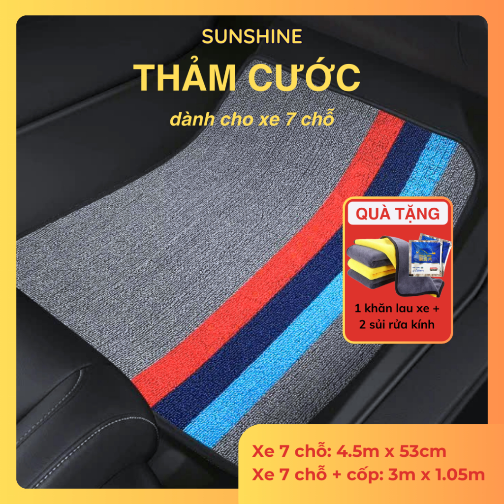 [7 chỗ] Thảm cước lót sàn xe 7 chỗ kích thước 4.5m x 53cm và cả lót cốp 3m x 1.05m và 6m x 53cm, nguyên cuộn về tự cắt