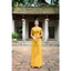 Áo dài Lụa đính hoa vẽ thủ công lấp lánh - A61 Màu vàng [CO GIÃN NHẸ, THẤM HÚT] Nữ Women Dress