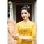 Áo dài Lụa đính hoa vẽ thủ công lấp lánh - A61 Màu vàng [CO GIÃN NHẸ, THẤM HÚT] Nữ Women Dress