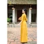 Áo dài Lụa đính hoa vẽ thủ công lấp lánh - A61 Màu vàng [CO GIÃN NHẸ, THẤM HÚT] Nữ Women Dress