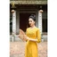 Áo dài Lụa đính hoa vẽ thủ công lấp lánh - A61 Màu vàng [CO GIÃN NHẸ, THẤM HÚT] Nữ Women Dress