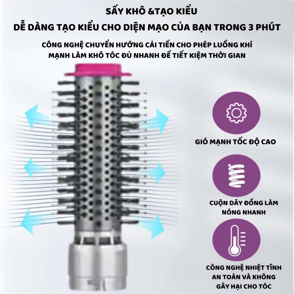 Ảnh Lược điện tạo kiểu tóc ENZO 4133, 4144 lược chải tóc ion âm 6 trong 1, Bảo Hành 5 Năm 3