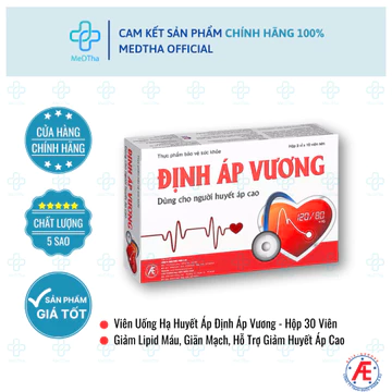 Định Áp Vương - Hỗ Trợ Làm Giảm Lipid Máu, Giãn Mạch, Hỗ Trợ Giảm Huyết Áp Cao (Hộp 30 Viên)