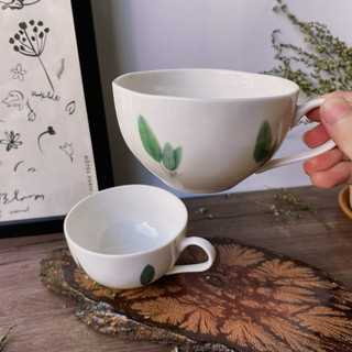 [Ảnh Thật] Tách Trà Yamaka Hoạ Tiết Lá 9,5*6cm - Gốm Nhật 2hand
