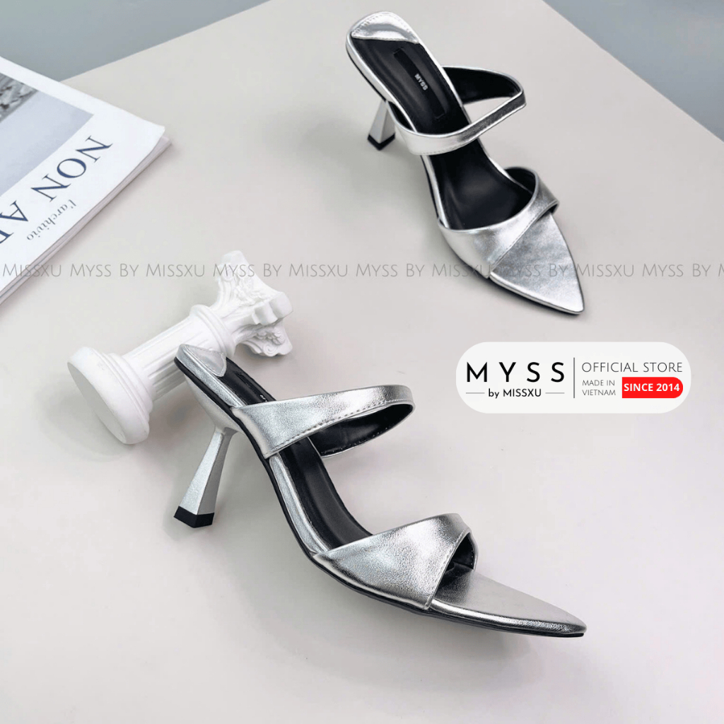 Giày sục nữ mũi nhọn 2 quai mảnh 8cm thời trang MYSS - SU215
