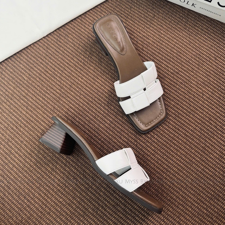 Giày guốc nữ MYSS quai ngang đan dây 5cm thời trang - SU224