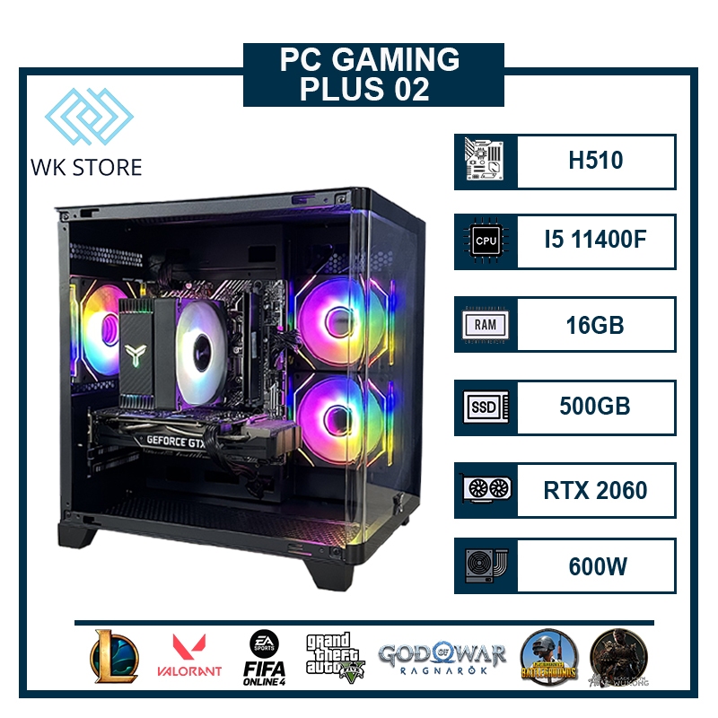 Thùng PC Gaming Plus 02 Core i5 11400F, VGA 1660S / 2060 / 3060