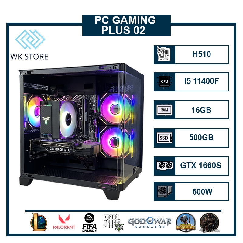 Thùng PC Gaming Plus 02 Core i5 11400F, VGA 1660S / 2060 / 3060