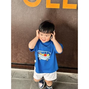 ÁO THUN XE BUS TRÁI CÂY XANH Coban Cho Bé Form Rộng Boxy 100% Cotton 2C, thấm hút mồ hôi