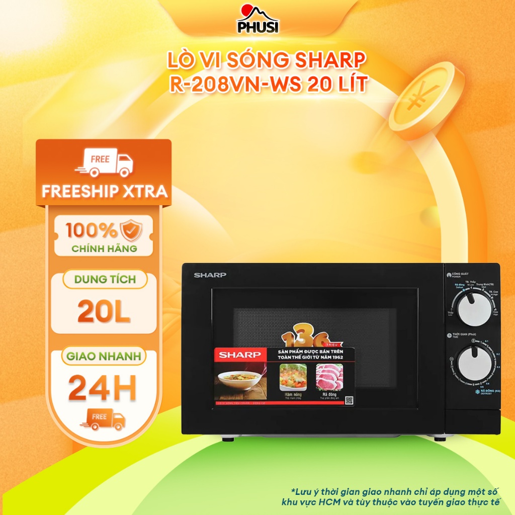 Lò vi sóng Sharp R-208VN-WS 20 lít | Shopee Việt Nam