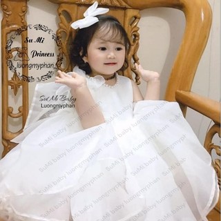 [ 𝗛𝗮̀𝗻𝗴 𝘁𝗵𝗶𝗲̂́𝘁 𝗸𝗲̂́ ] Đầm công chúa nơ vai siêu phồng Cao Cấp cho bé [ 𝗧𝗮̣̆𝗻𝗴 lúp ] Princess dress for baby