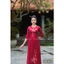 Áo Dài Lụa Thêu, Áo Dài Cho Mẹ Cao Cấp Chất Lụa Thêu Tay Tỉ Mỉ Màu A23 Đỏ Đô - Áo Dài Nguyễn Lâm