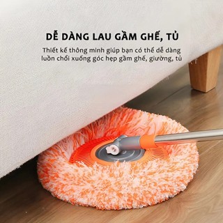 Cây Lau Nhà Thông Minh Xoay 180 Độ Đa Năng | Chổi Lau Sàn Lau Trần Nhà Microfiber Cán Dài 1m5