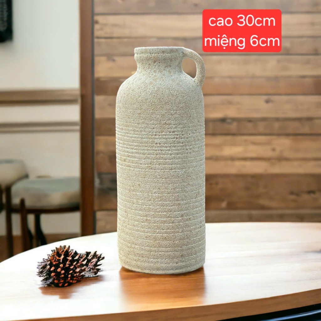 Bình gốm menatlentic mẫu chai quai, hợp decor, trang trí ,bình cắm hoa