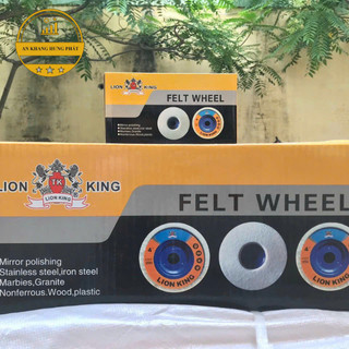 [10 viên] Nỉ TRẮNG LÔNG CỪU CAO CẤP ĐÁNH BÓNG INOX, KIM LOẠI thương hiệu  LION KING nắp nhựa xanh