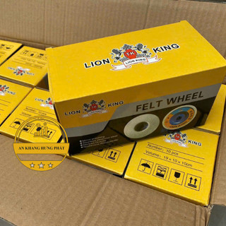[10 viên] Nỉ TRẮNG LÔNG CỪU CAO CẤP ĐÁNH BÓNG INOX, KIM LOẠI thương hiệu  LION KING nắp nhựa xanh