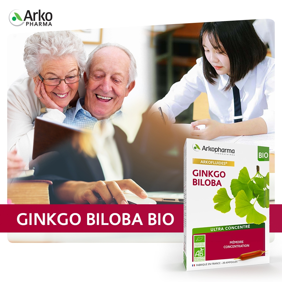Ảnh HSD 9.2025 - Nước uống bổ não Arkopharma Arkofluides Ginkgo Biloba BIO 20 ống x 10ml 4