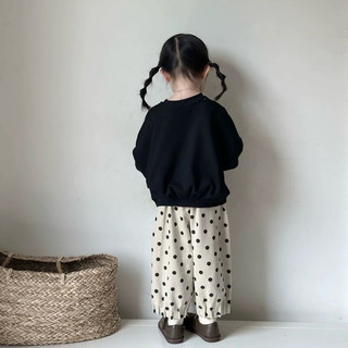 Áo nỉ cho bé Batala Kids, Áo SWEATER nỉ bông cho bé màu ĐEN BÉ GÁI FILLE thu đông 2024
