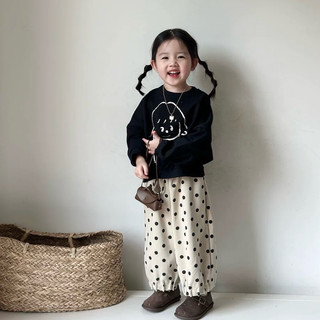 Áo nỉ cho bé Batala Kids, Áo SWEATER nỉ bông cho bé màu ĐEN BÉ GÁI FILLE thu đông 2024