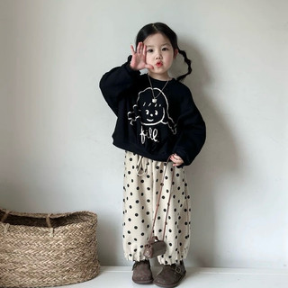 Áo nỉ cho bé Batala Kids, Áo SWEATER nỉ bông cho bé màu ĐEN BÉ GÁI FILLE thu đông 2024