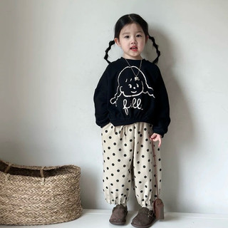 Áo nỉ cho bé Batala Kids, Áo SWEATER nỉ bông cho bé màu ĐEN BÉ GÁI FILLE thu đông 2024