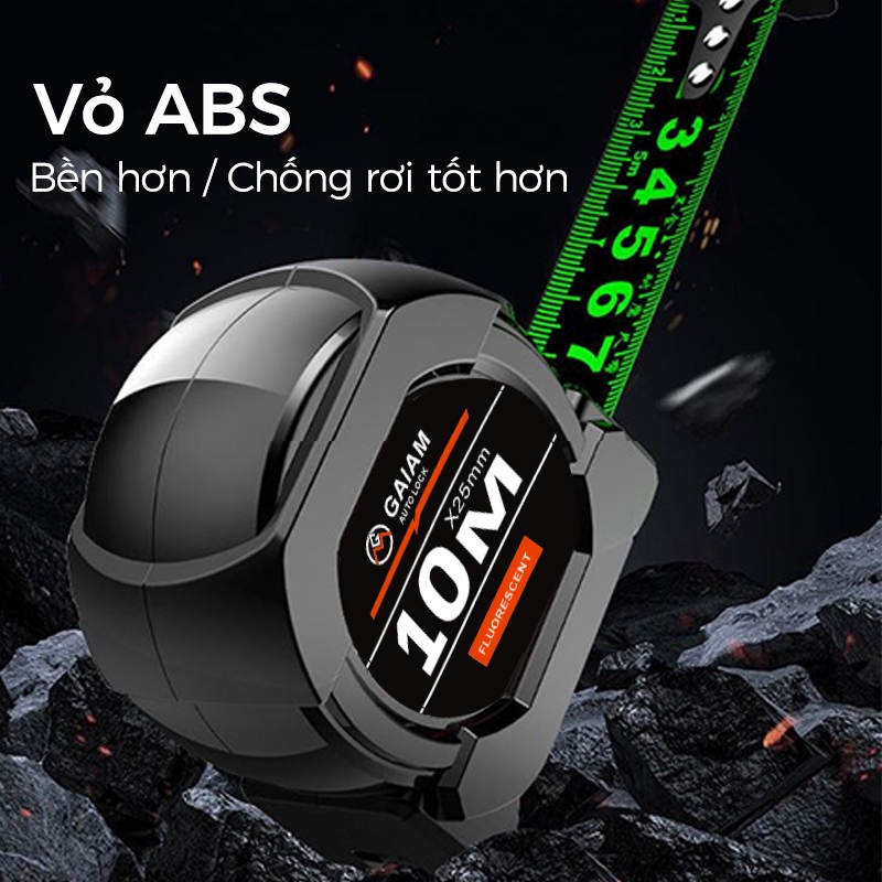Thước dây huỳnh quang công nghệ đen thước dây nhập khẩu 5/10 mét, mở rộng và dày lên chống mài mòn đo chính xác