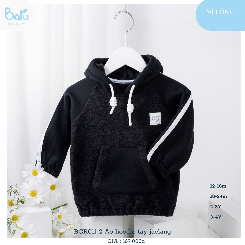 Áo hoodie tay jaclang nỉ lông