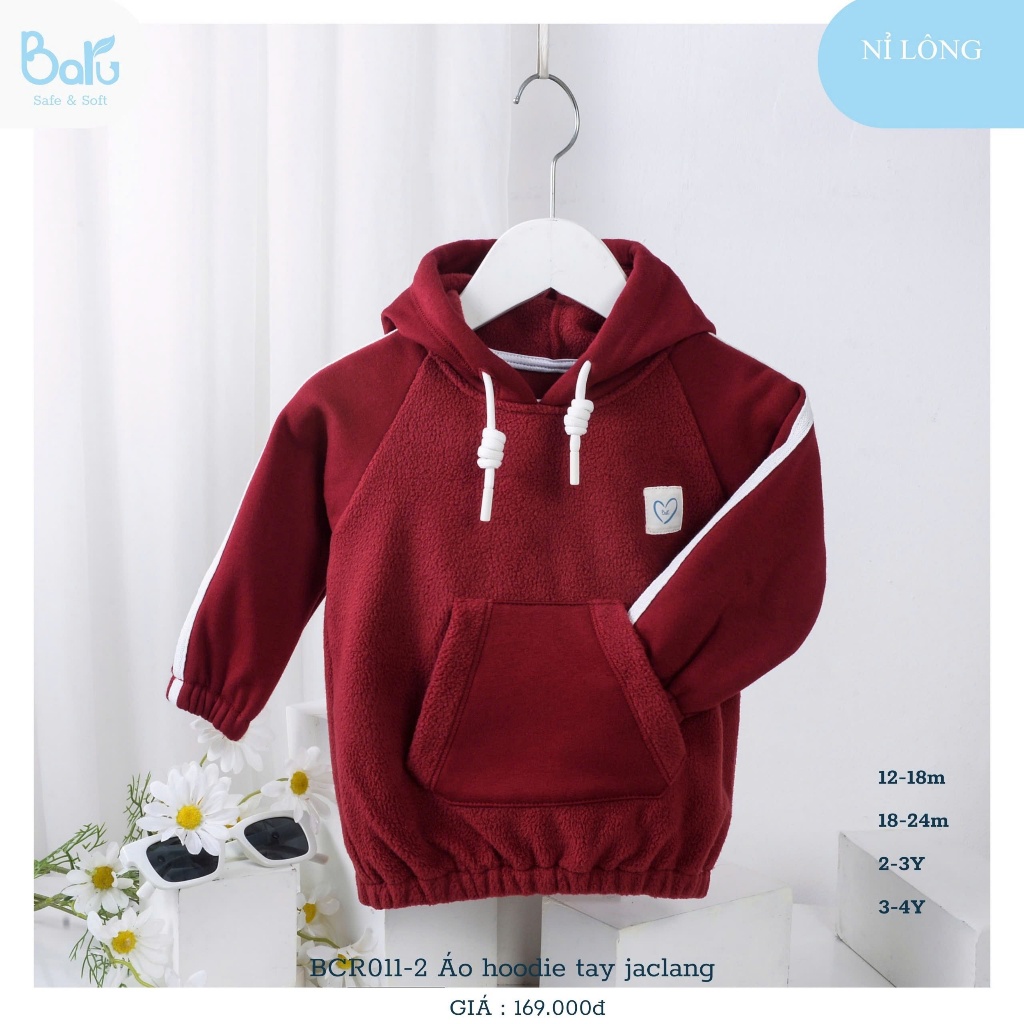 Áo hoodie tay jaclang nỉ lông