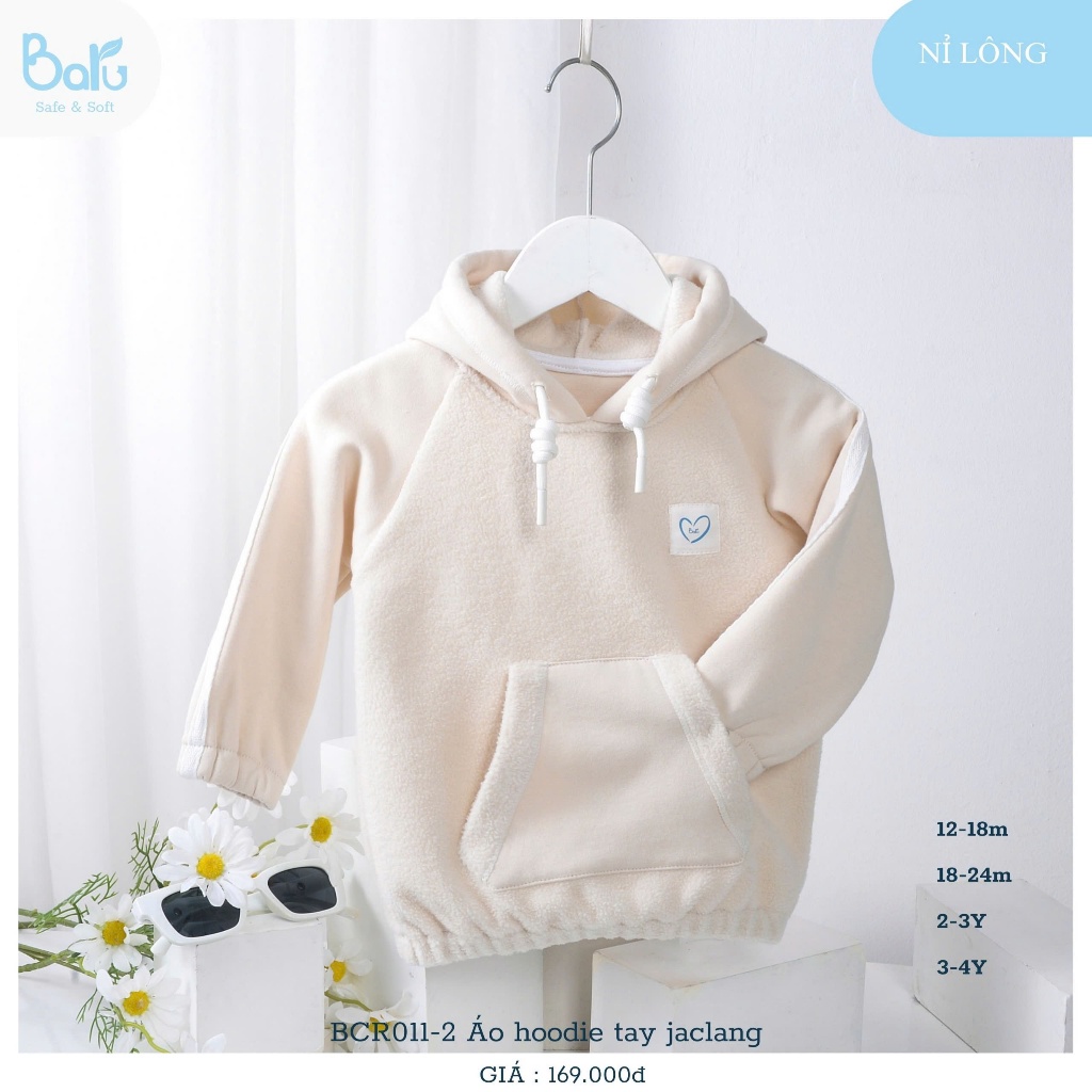 Áo hoodie tay jaclang nỉ lông