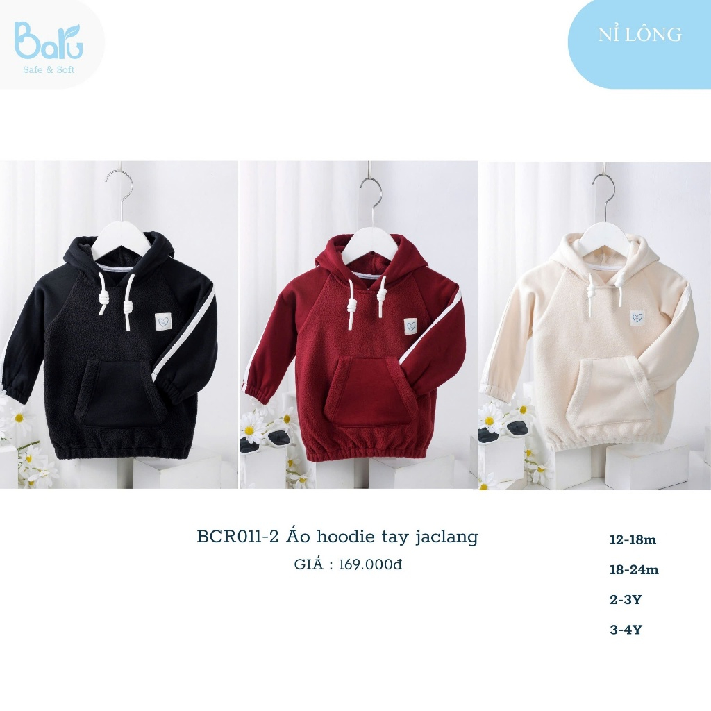 Áo hoodie tay jaclang nỉ lông