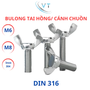 Bulong tai hồng cánh chuồn Inox 304 M6 M8 dài từ 15mm - 40mm