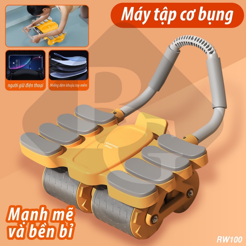 Ảnh Tặng tấm lót [RW100-RW099] - Dụng cụ tập bụng 4 bánh ,Con lăn cao cấp đa năng  hỗ trợ thon gọn 2